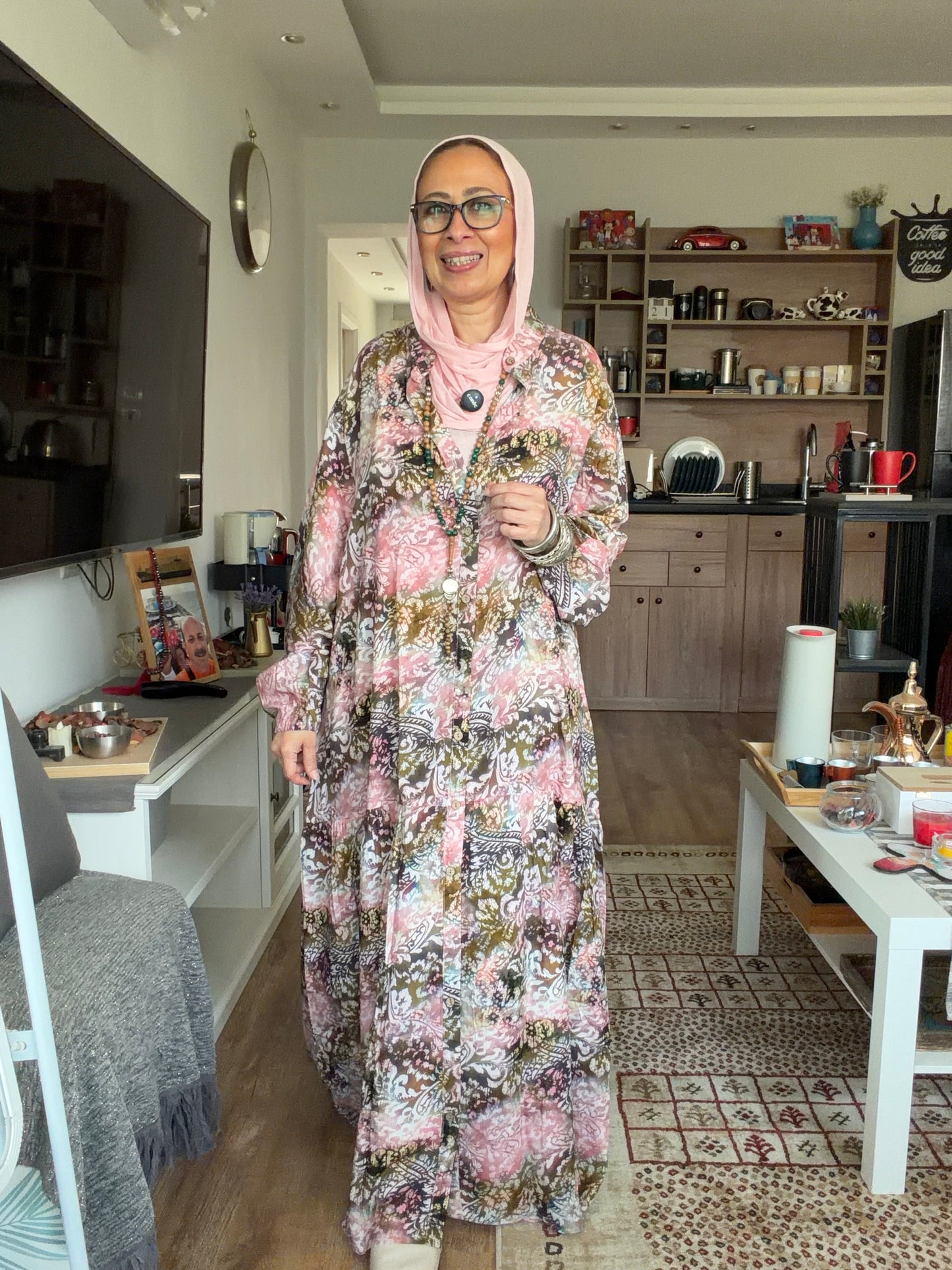 Paradise Cotton Dress in pink pattern