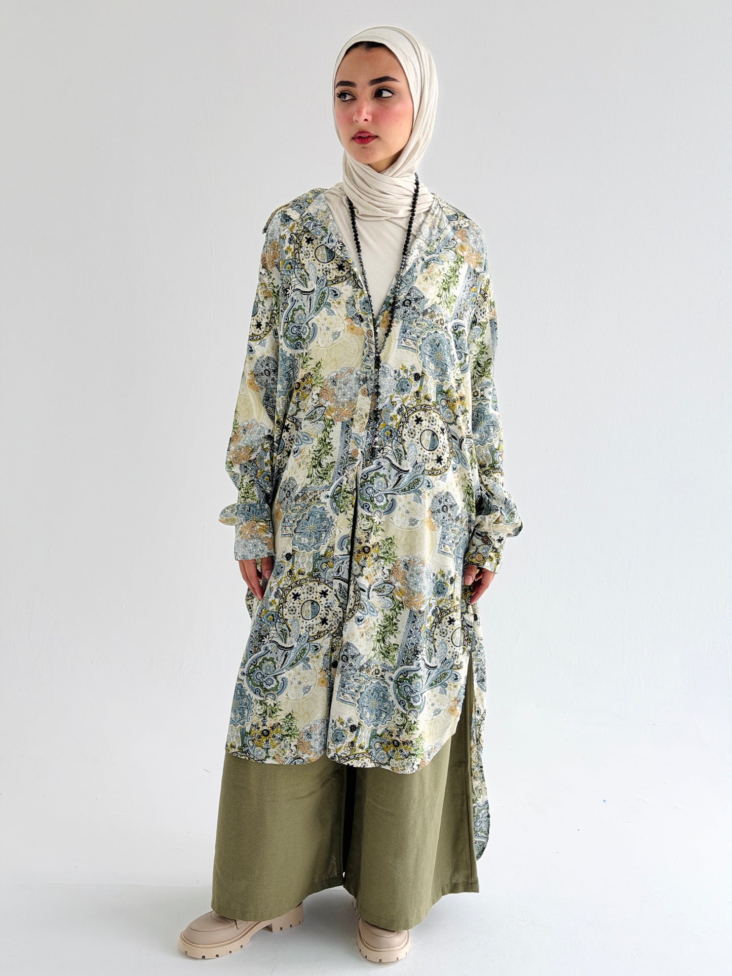 Lora Cotton Shirt Dress in Olive