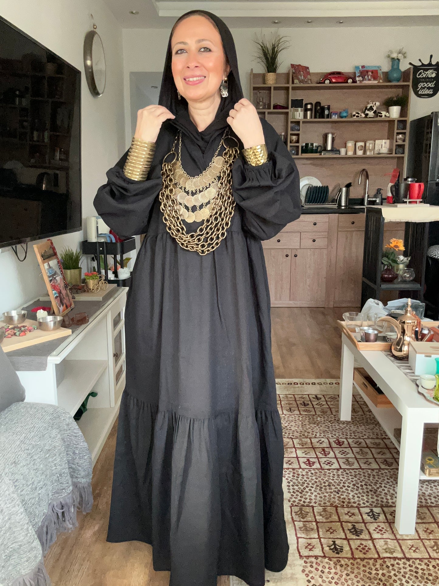 Layer Linen Dress (Black color)