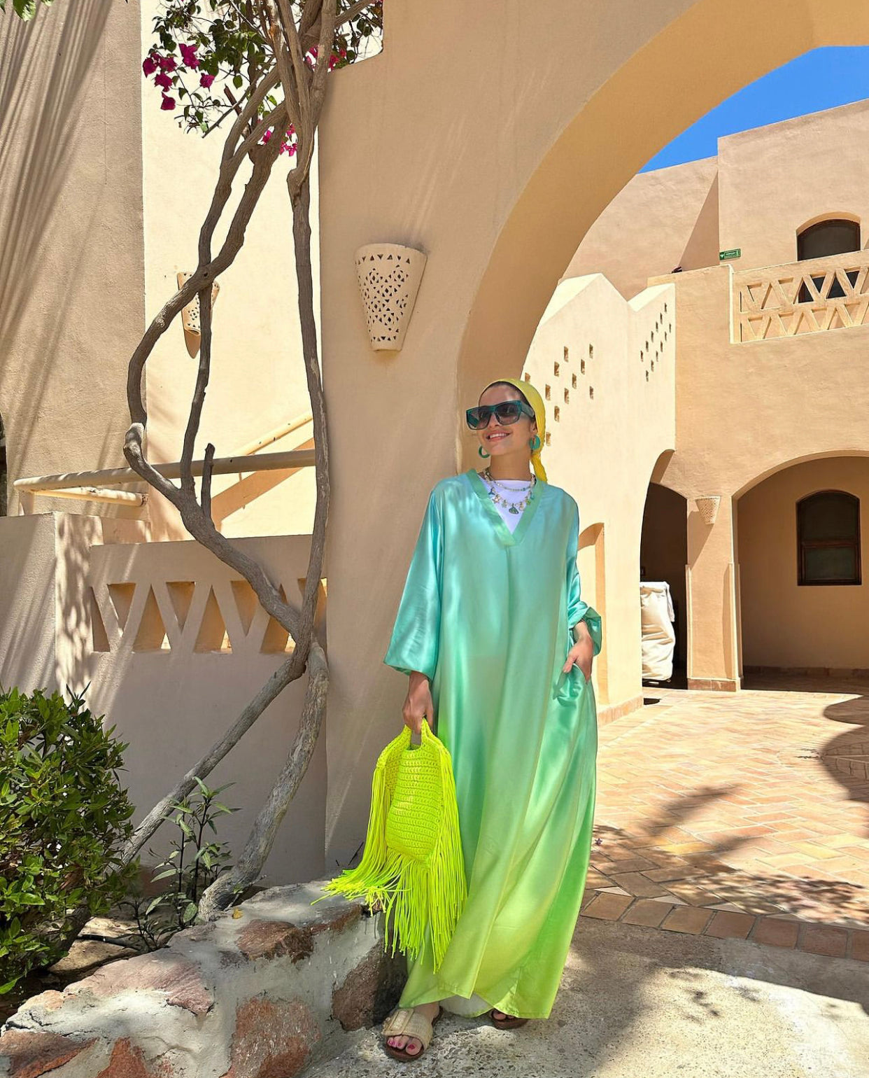 Silk amber A shape dress