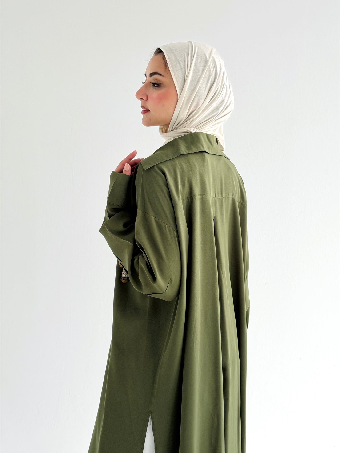 Olive Cotton shirt dress