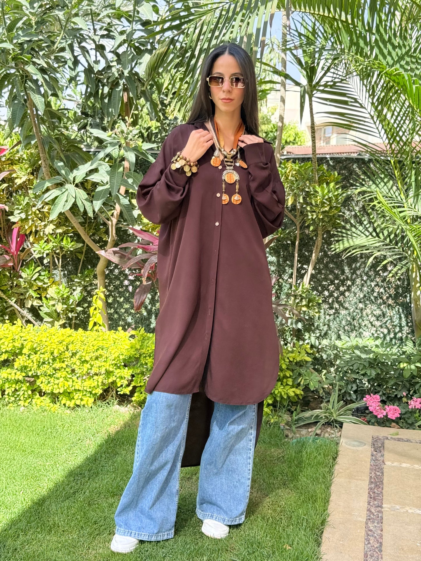 Cotton shirt Dress (chocolate brown)