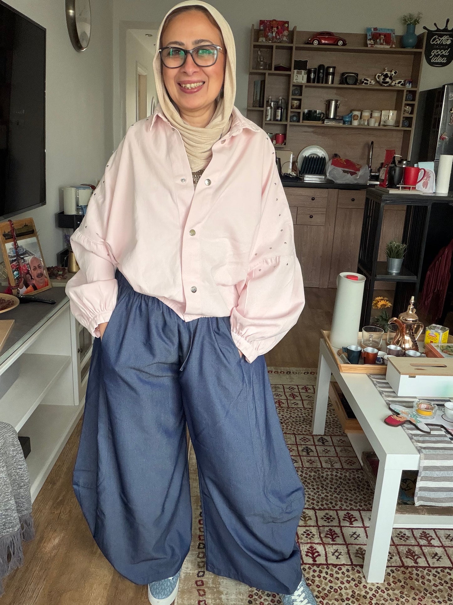 Silver Stud Gabardine Jacket in pink