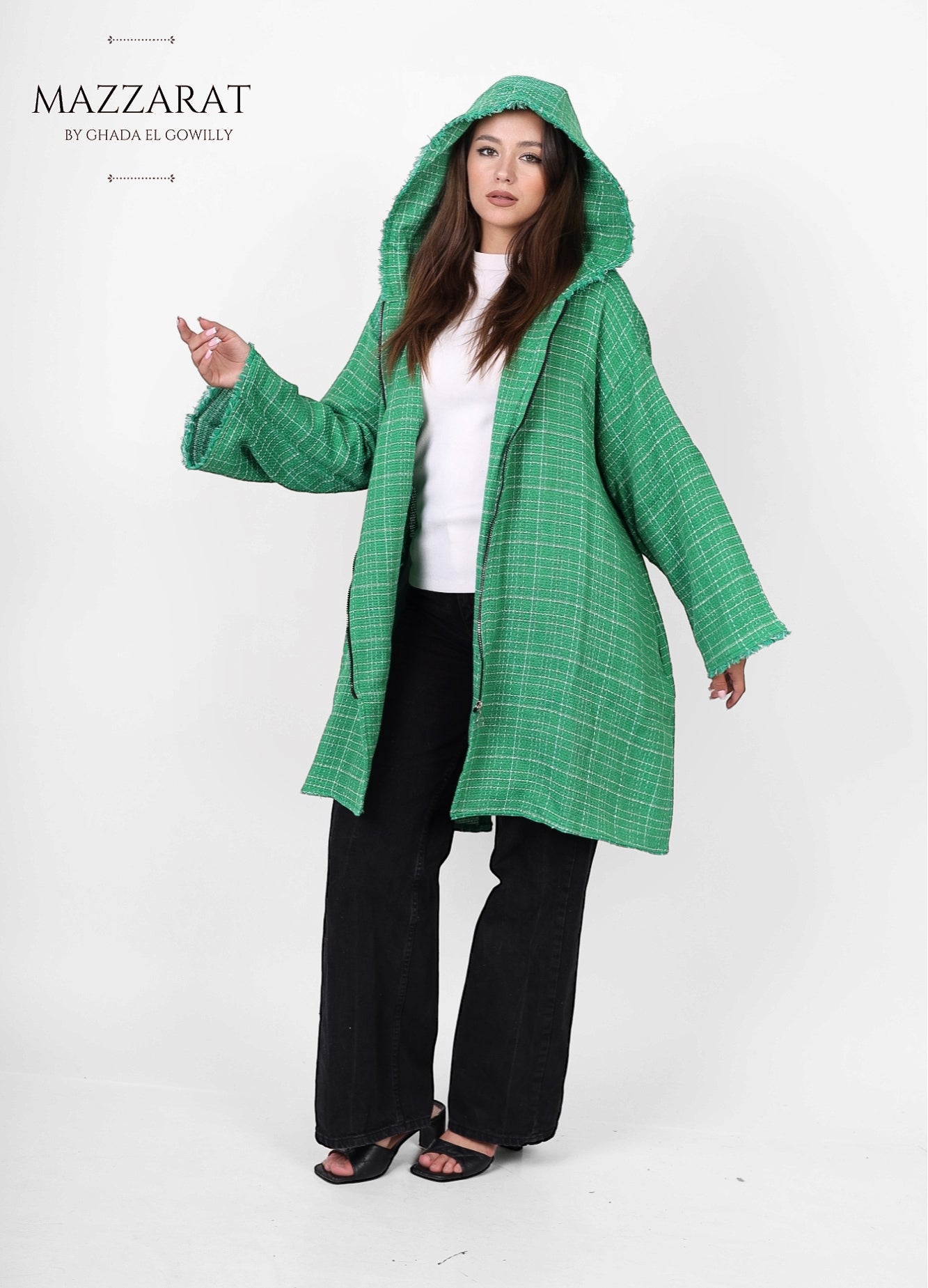 Wool Cape Jacket - Green