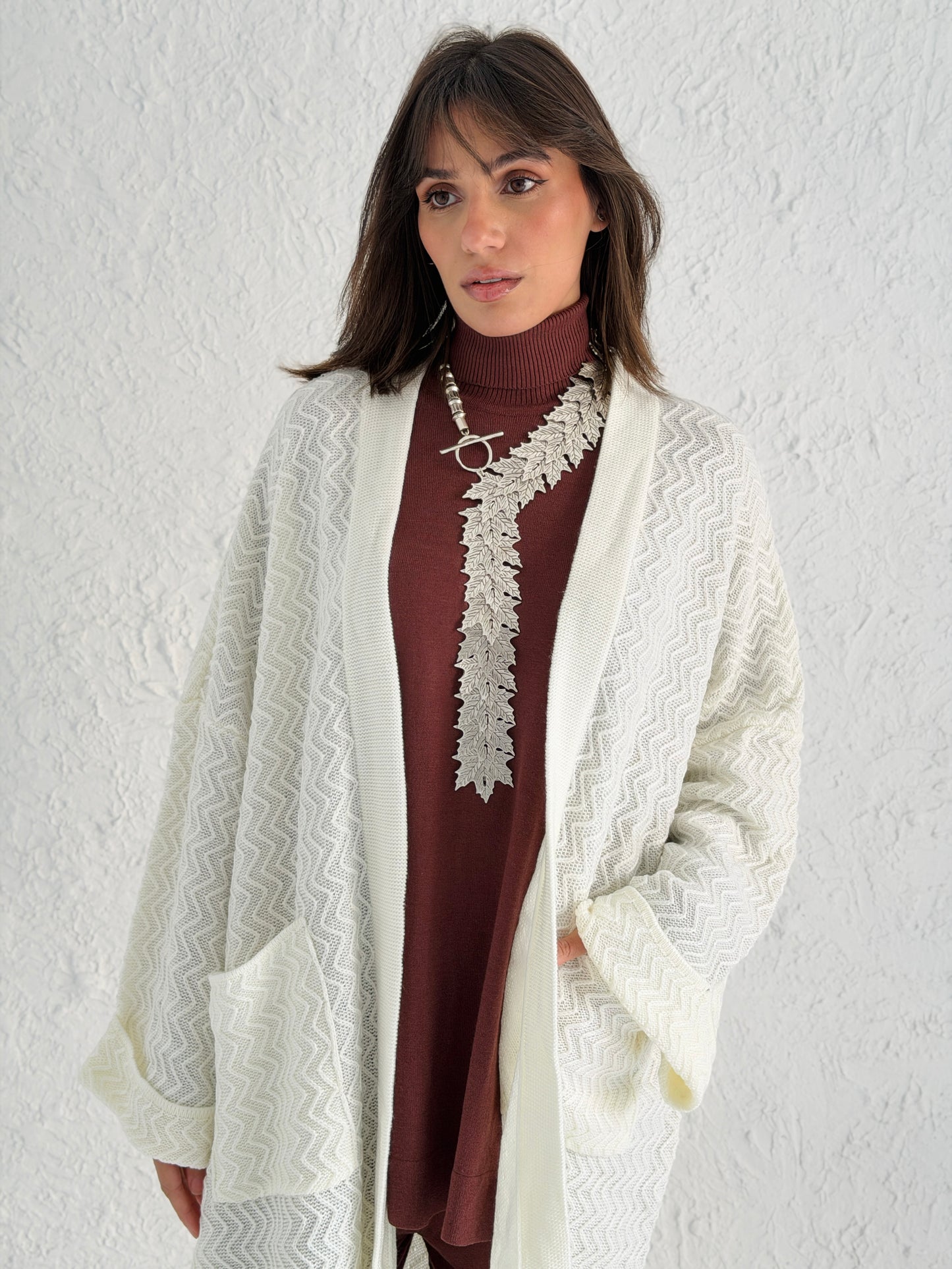 Motion Lines Coat in Off White