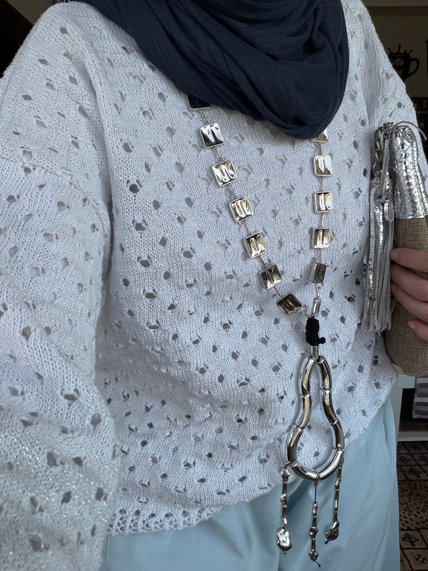 Sliver Air Knit Top in white