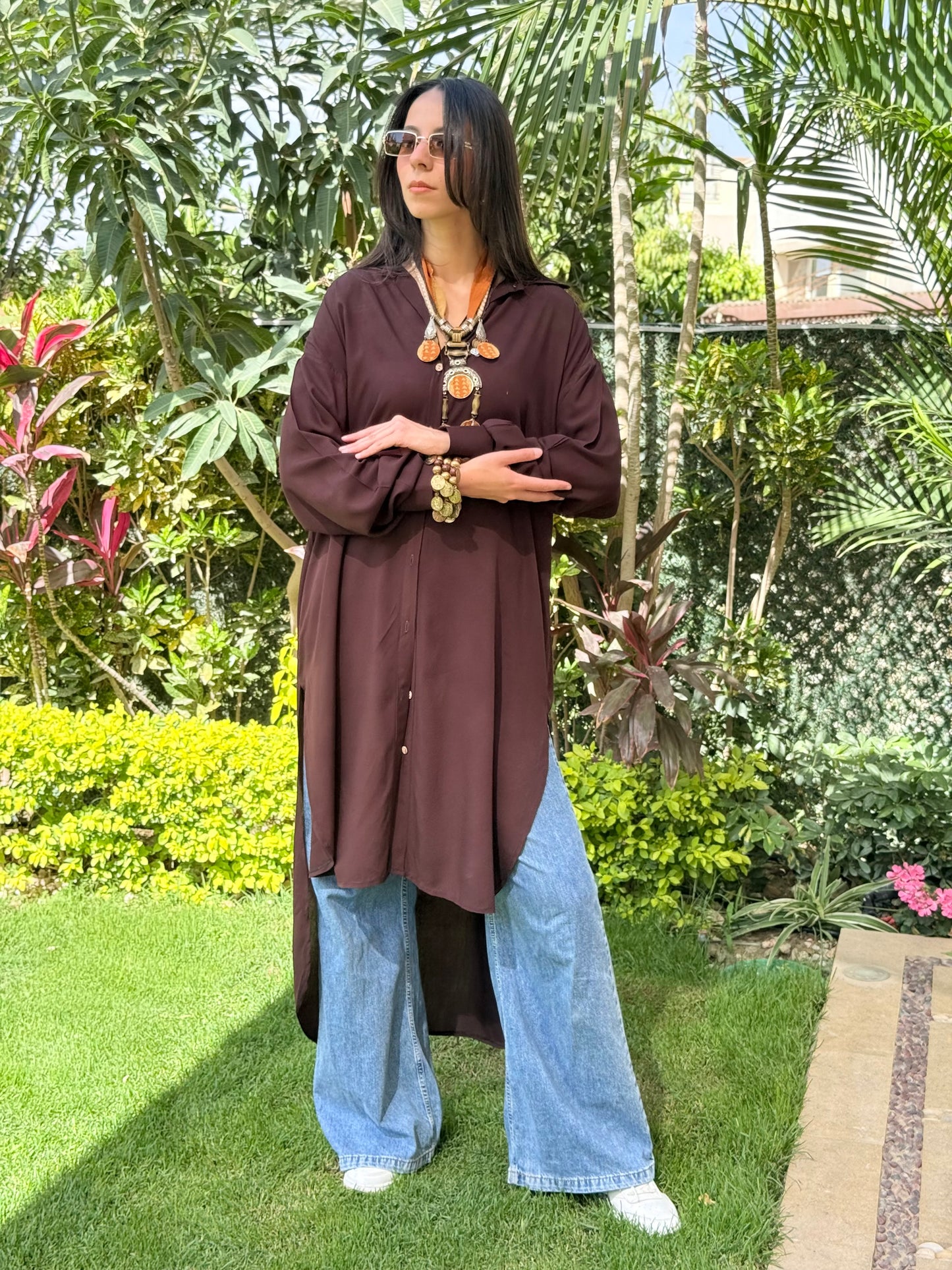 Cotton shirt Dress (chocolate brown)