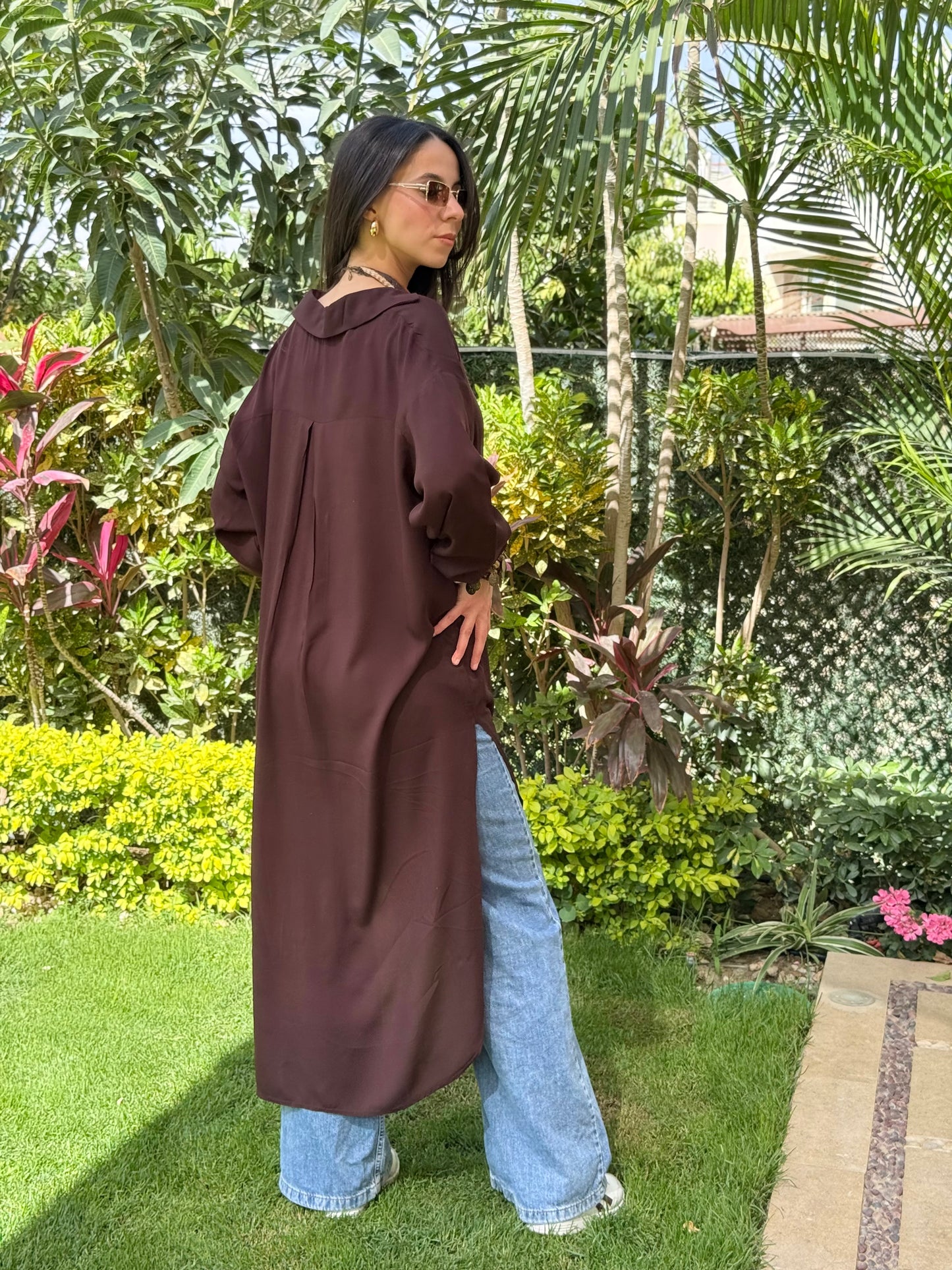 Cotton shirt Dress (chocolate brown)