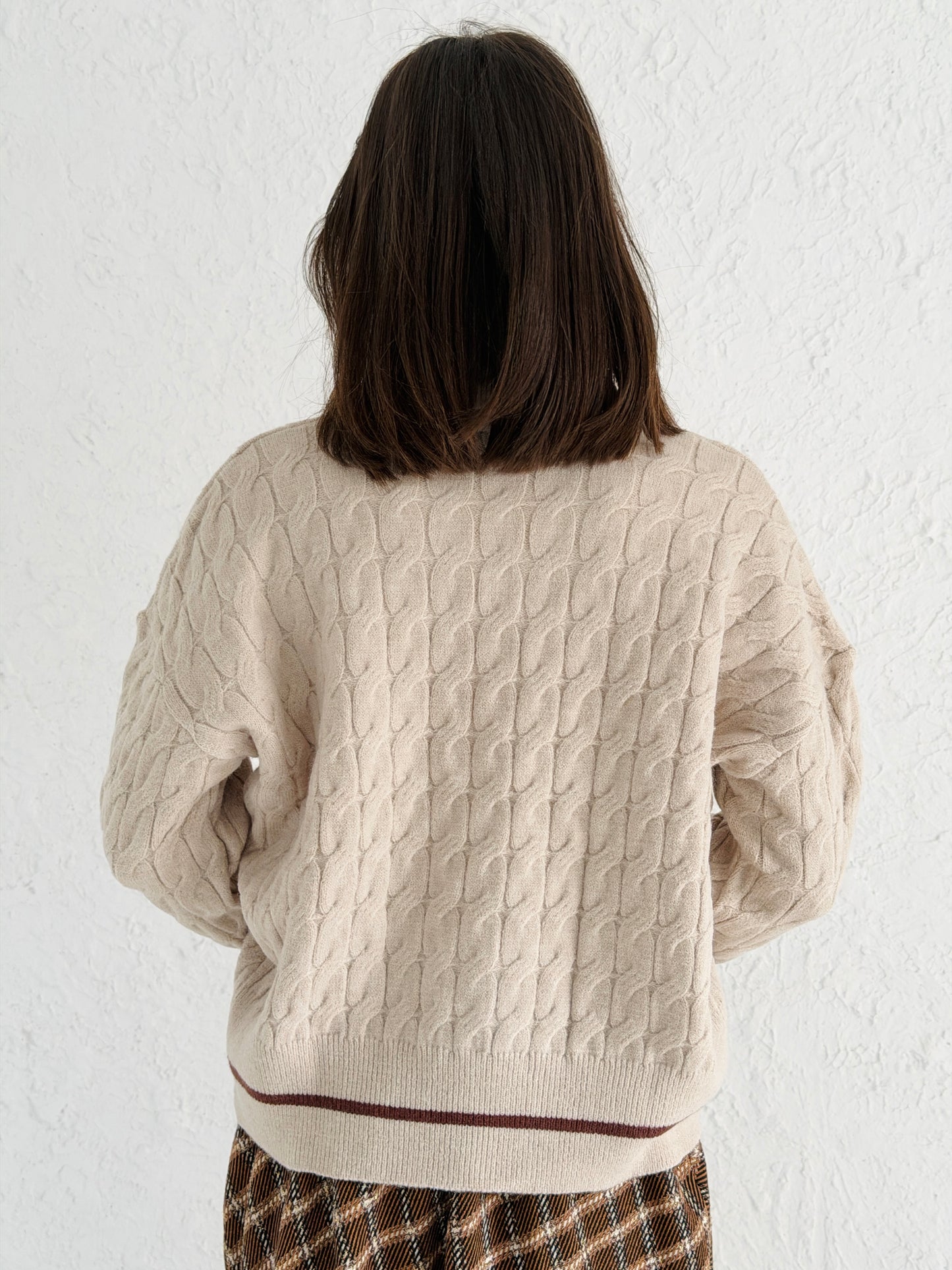 Polo Braided Sweater In Beige
