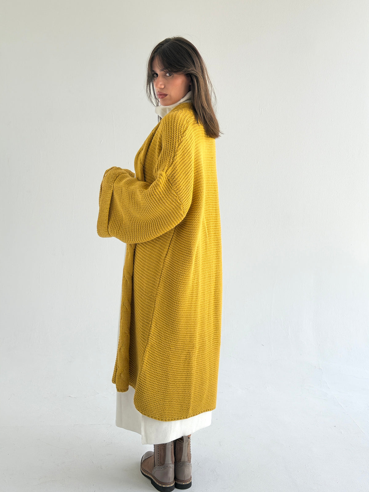 Timeless Knit Cardigan In Mustard