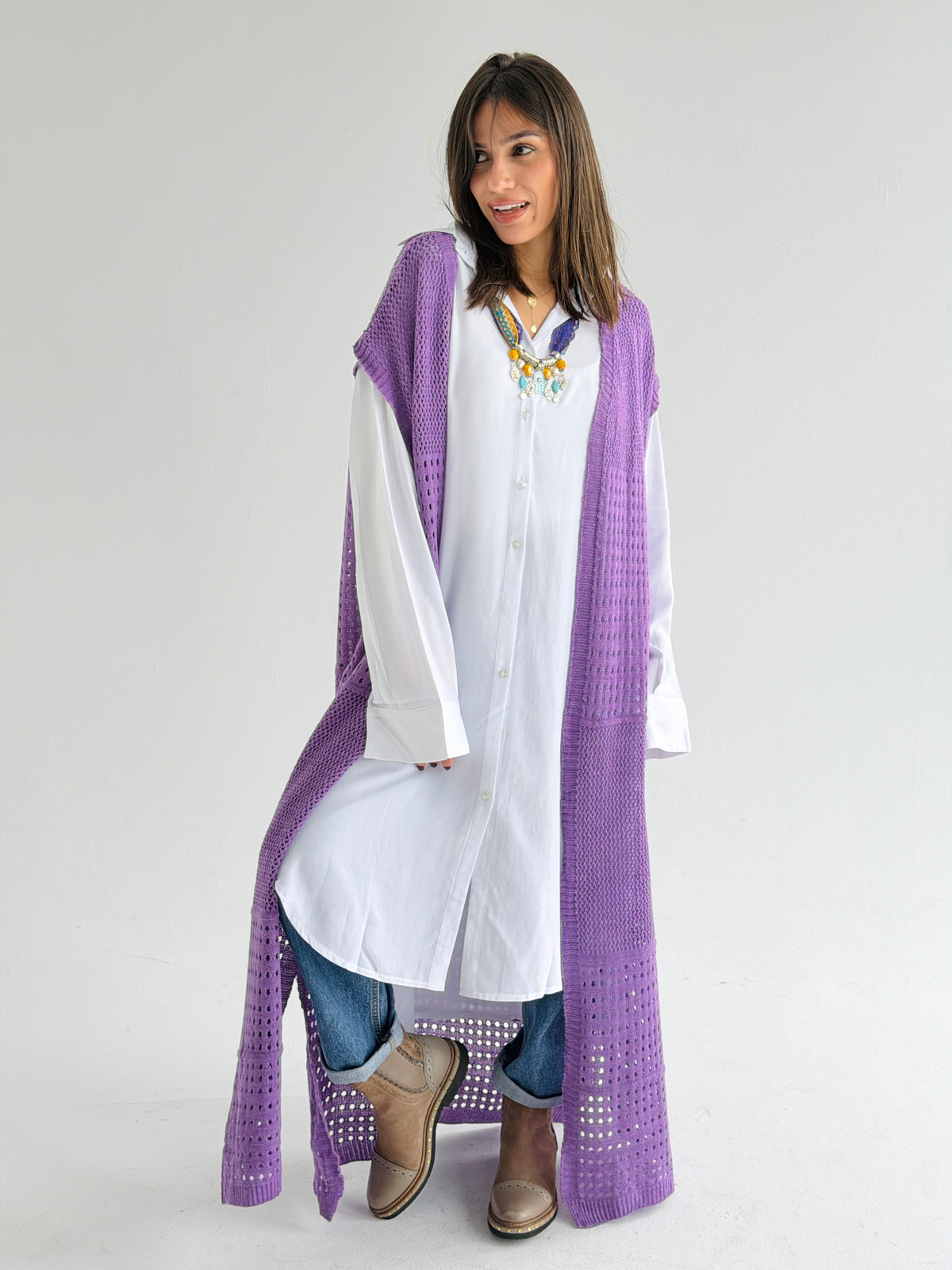 Breeze Light Wool Vest In Lilac