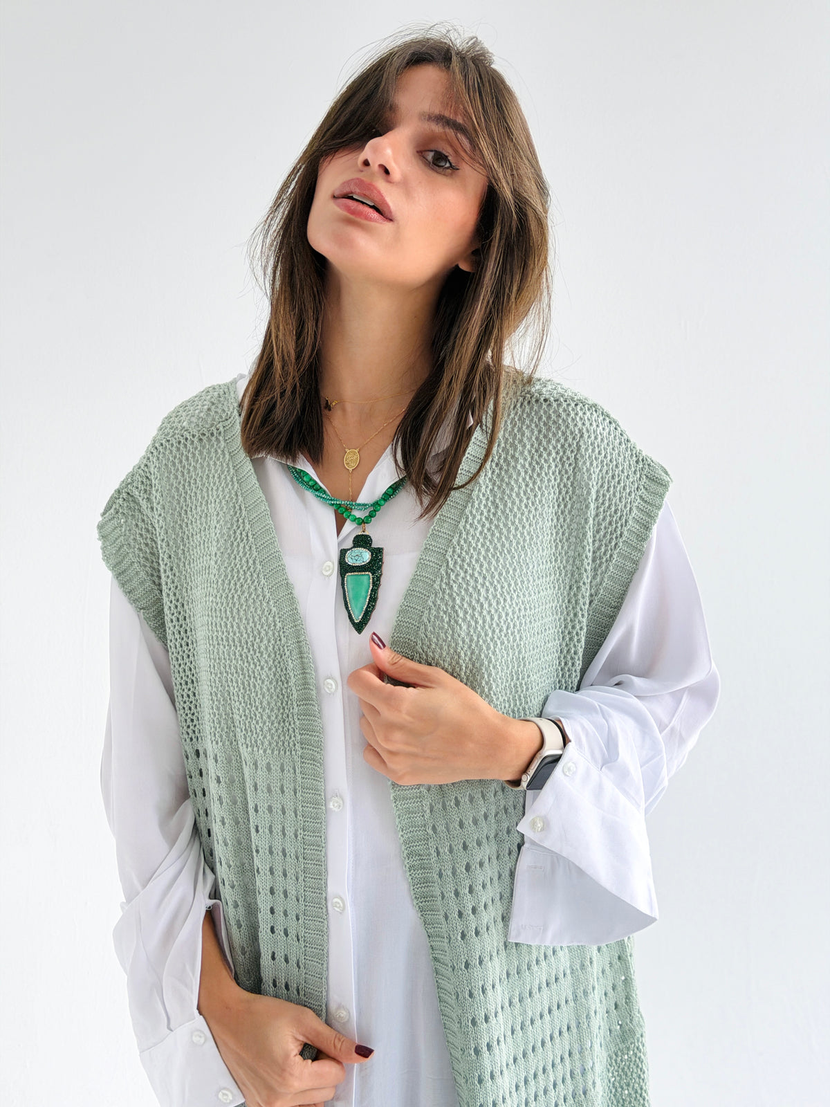 Breeze Light Wool Vest In Mint
