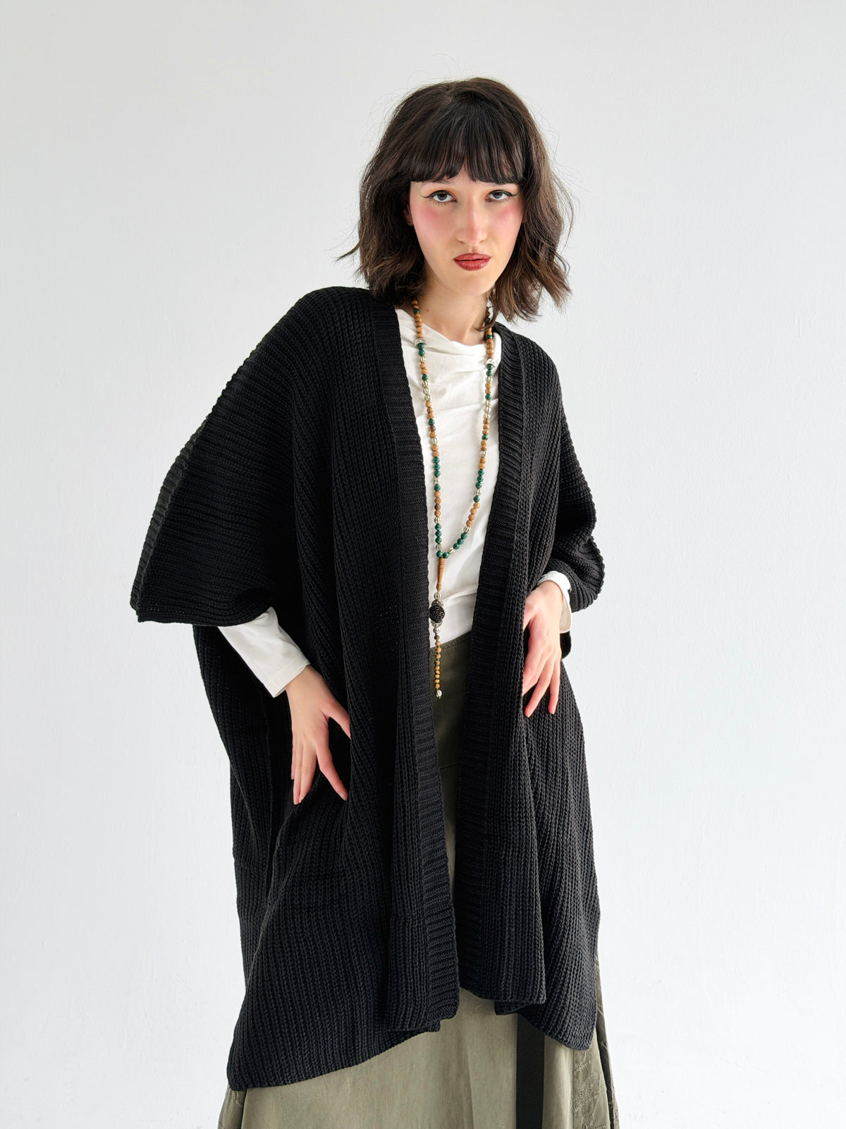 Warm Hug Poncho In Black