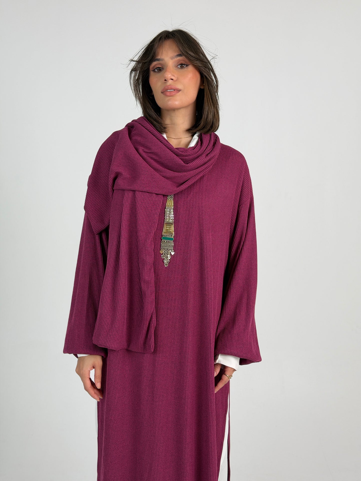 Scarf Flow Dress -Violet