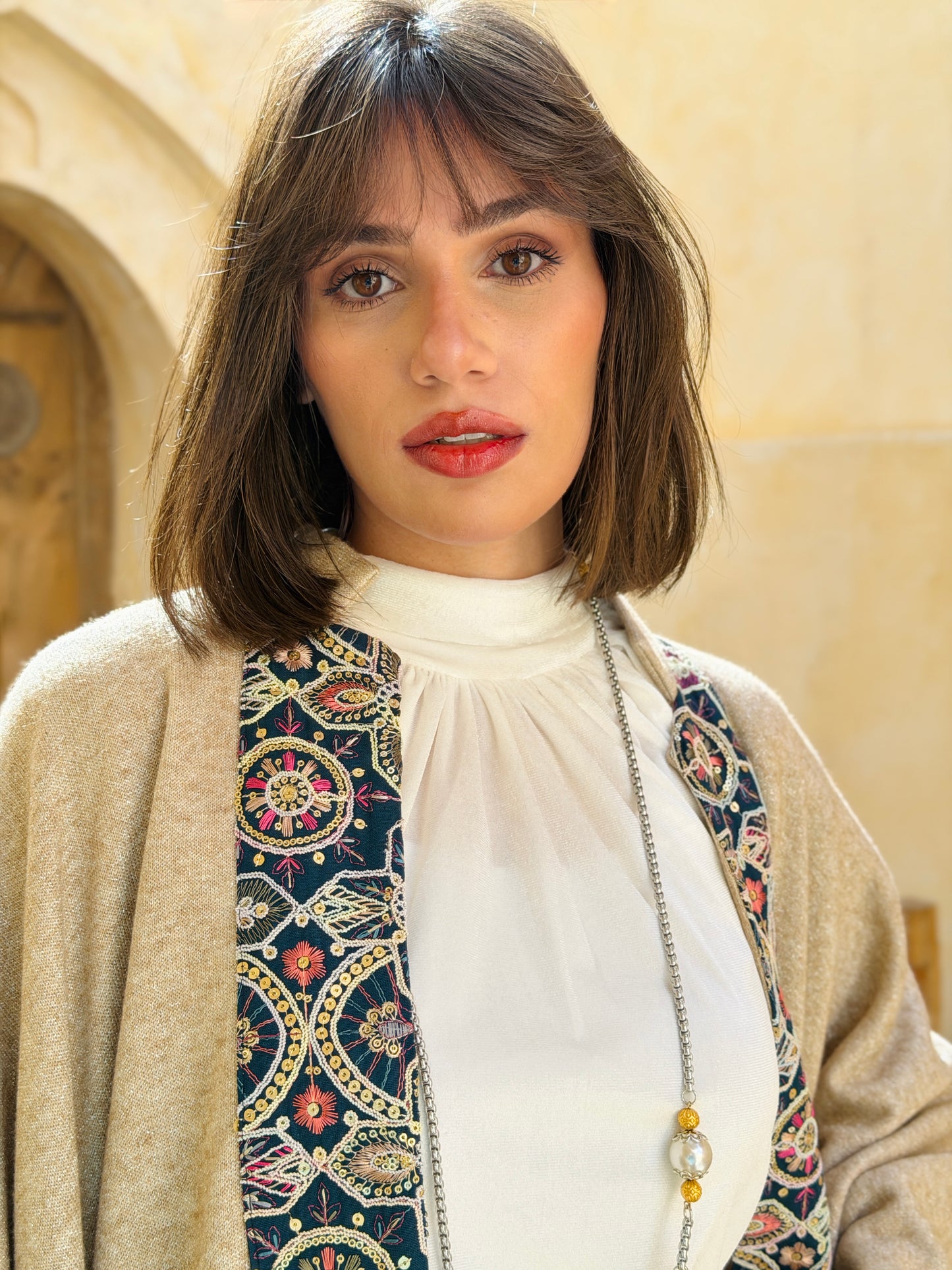 رَوْنَق —Rawnaq Golden knitted embroidery Cap