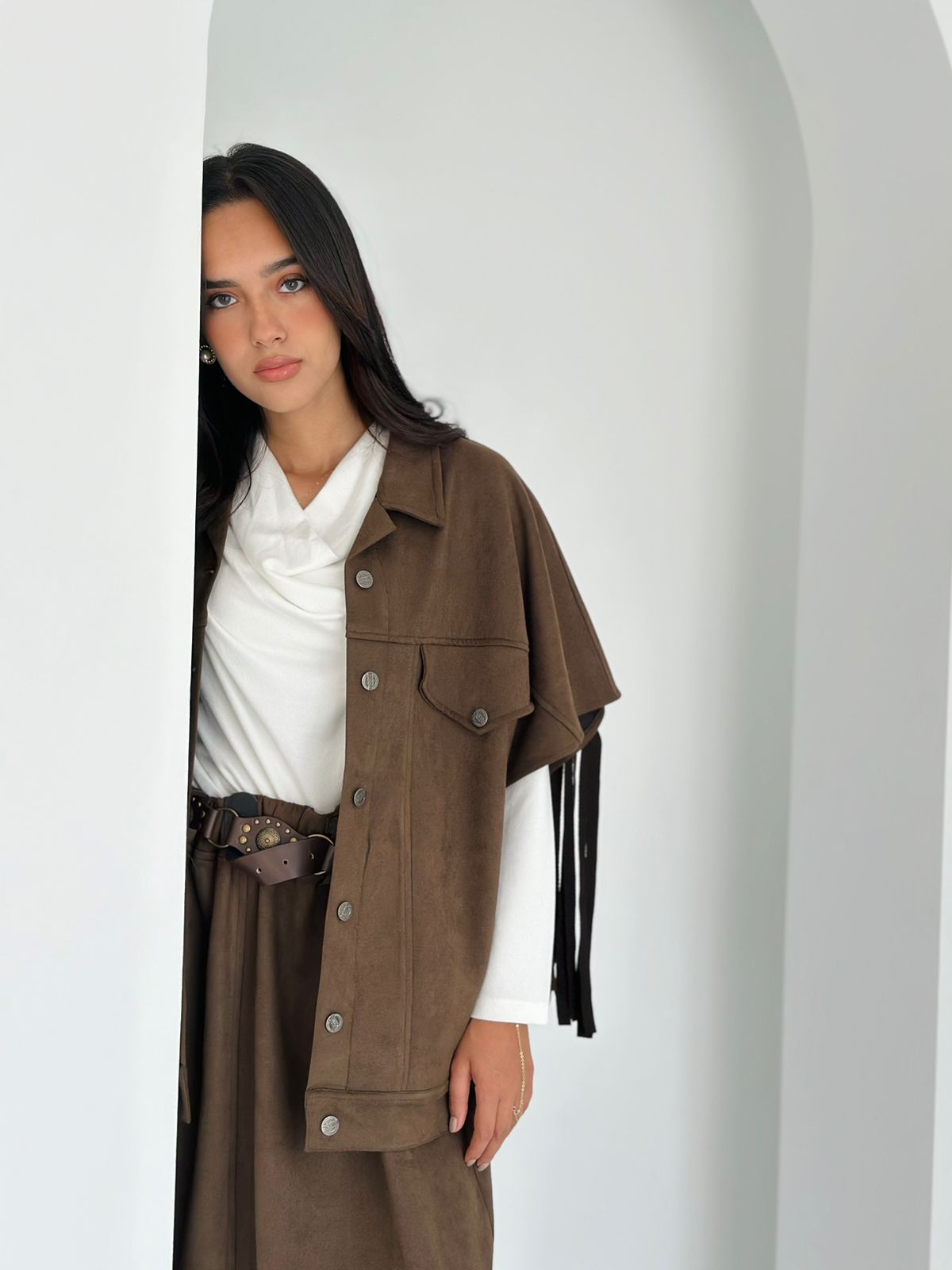 Suede Cowboy Vest - Olive