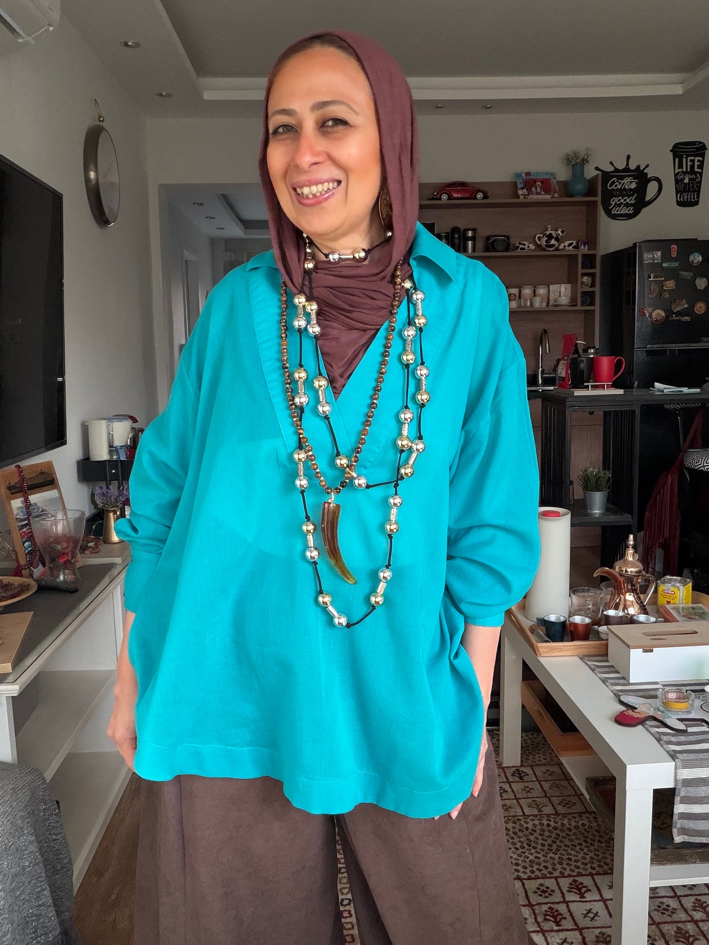 Caribbean Green Cotton Blouse