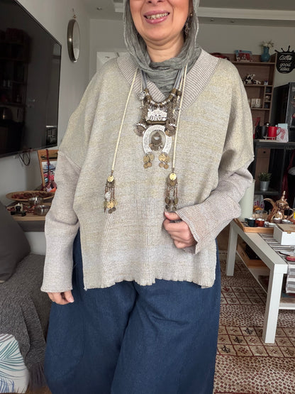 Nova — Metallic Gold Knit Top