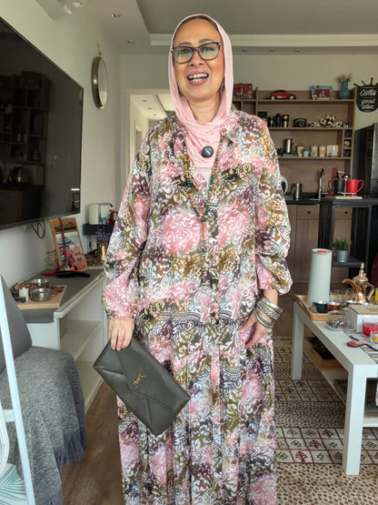 Paradise Cotton Dress in pink pattern