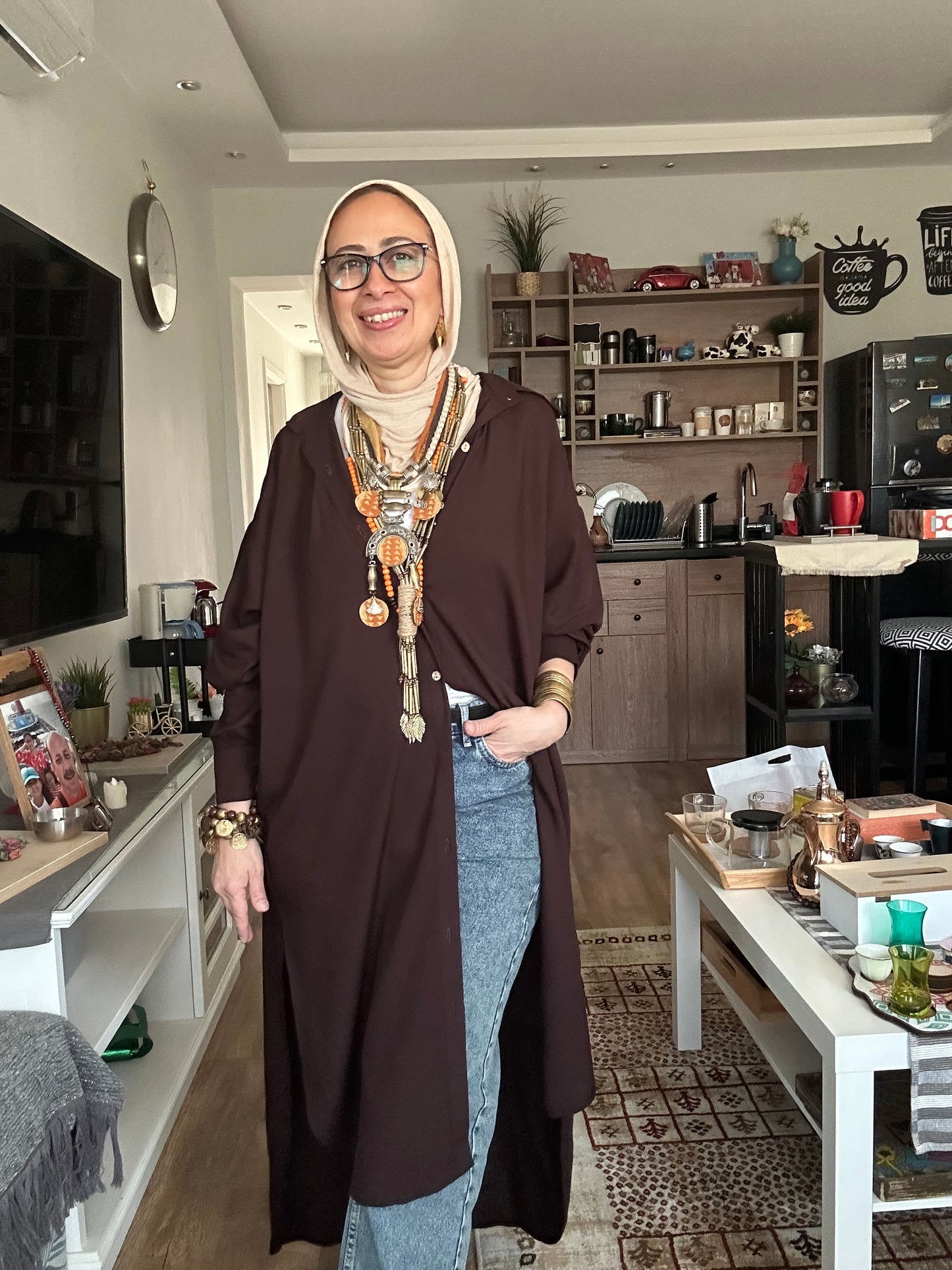 Cotton shirt Dress (chocolate brown)