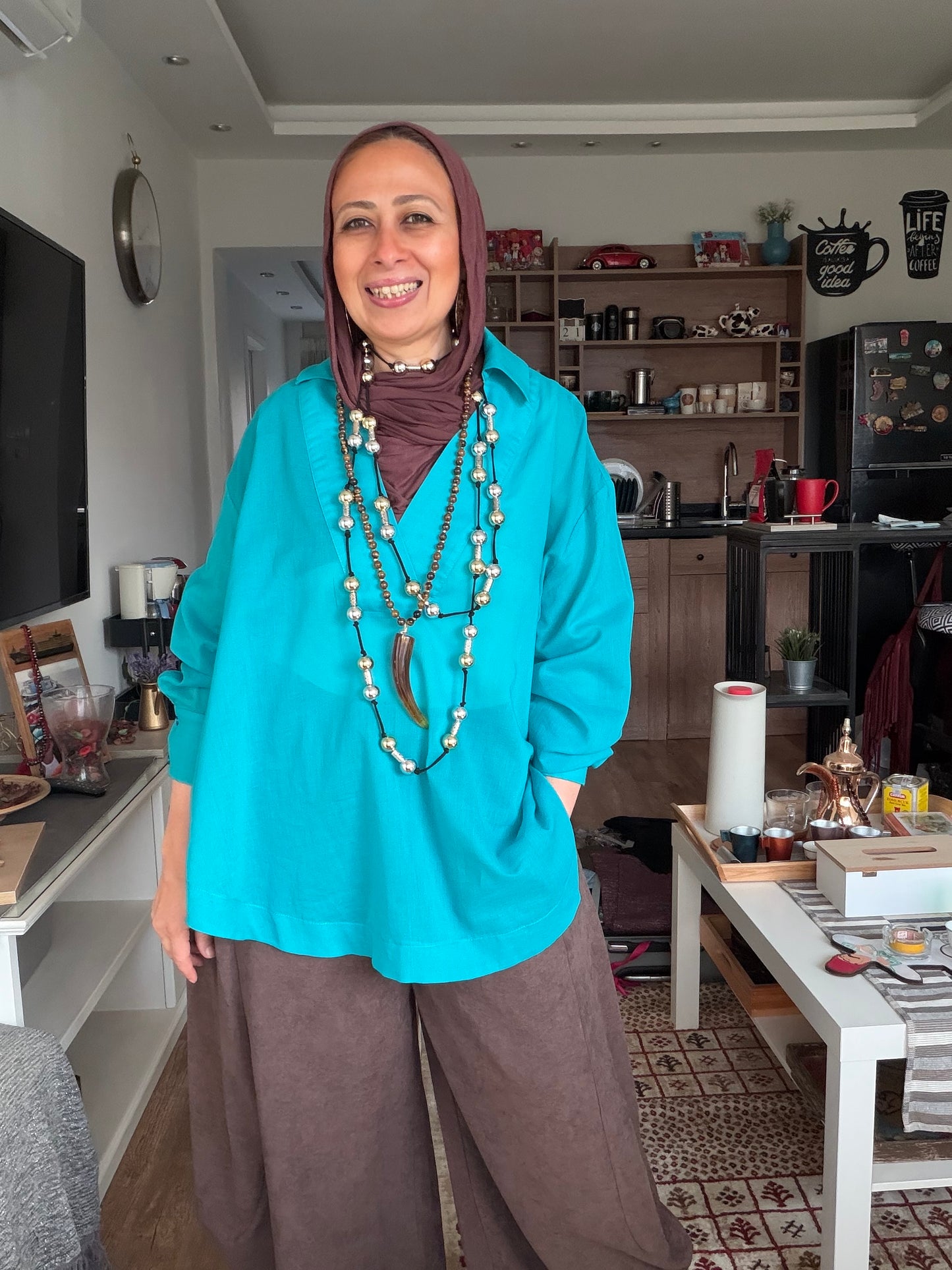 Caribbean Green Cotton Blouse