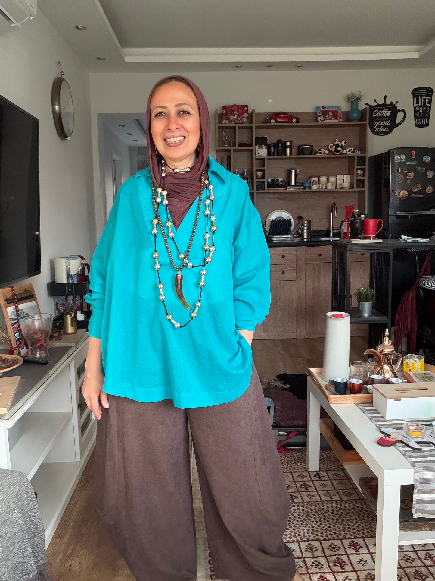 Caribbean Green Cotton Blouse