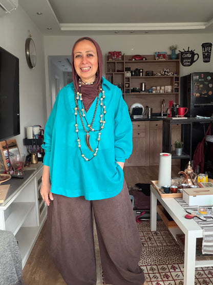 Caribbean Green Cotton Blouse