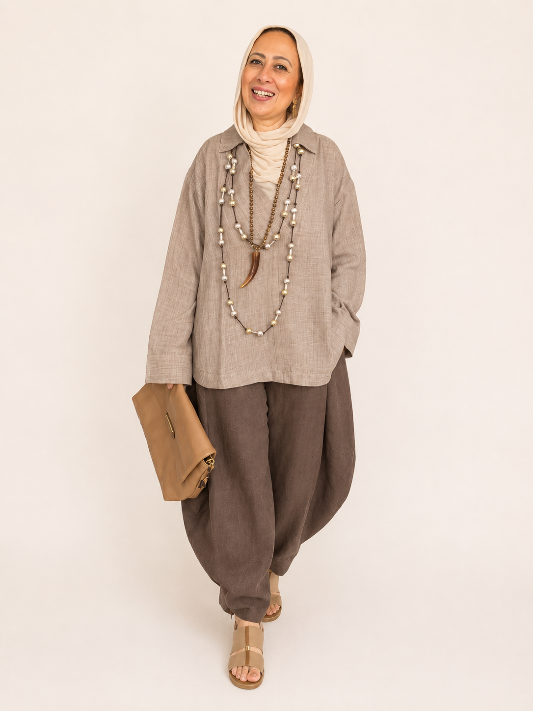 Linen Blouse With Polo Collar