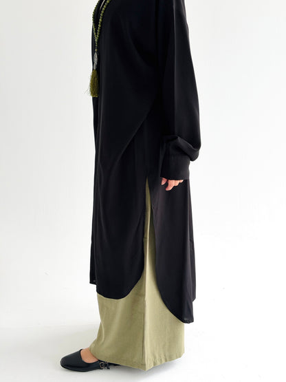Black Cotton Shirt Dress
