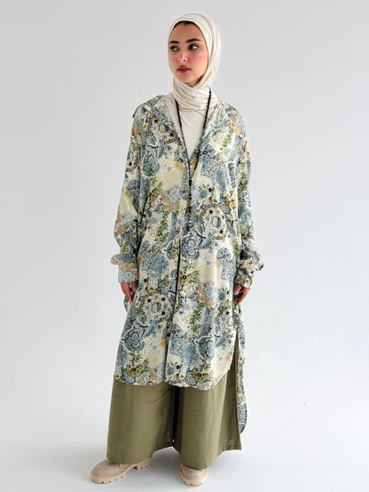 Lora Cotton Shirt Dress in Olive