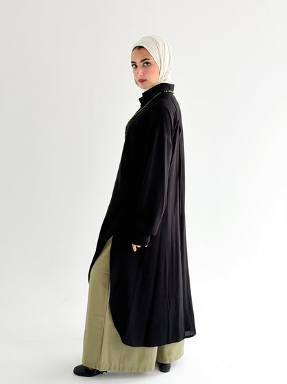 Black Cotton Shirt Dress
