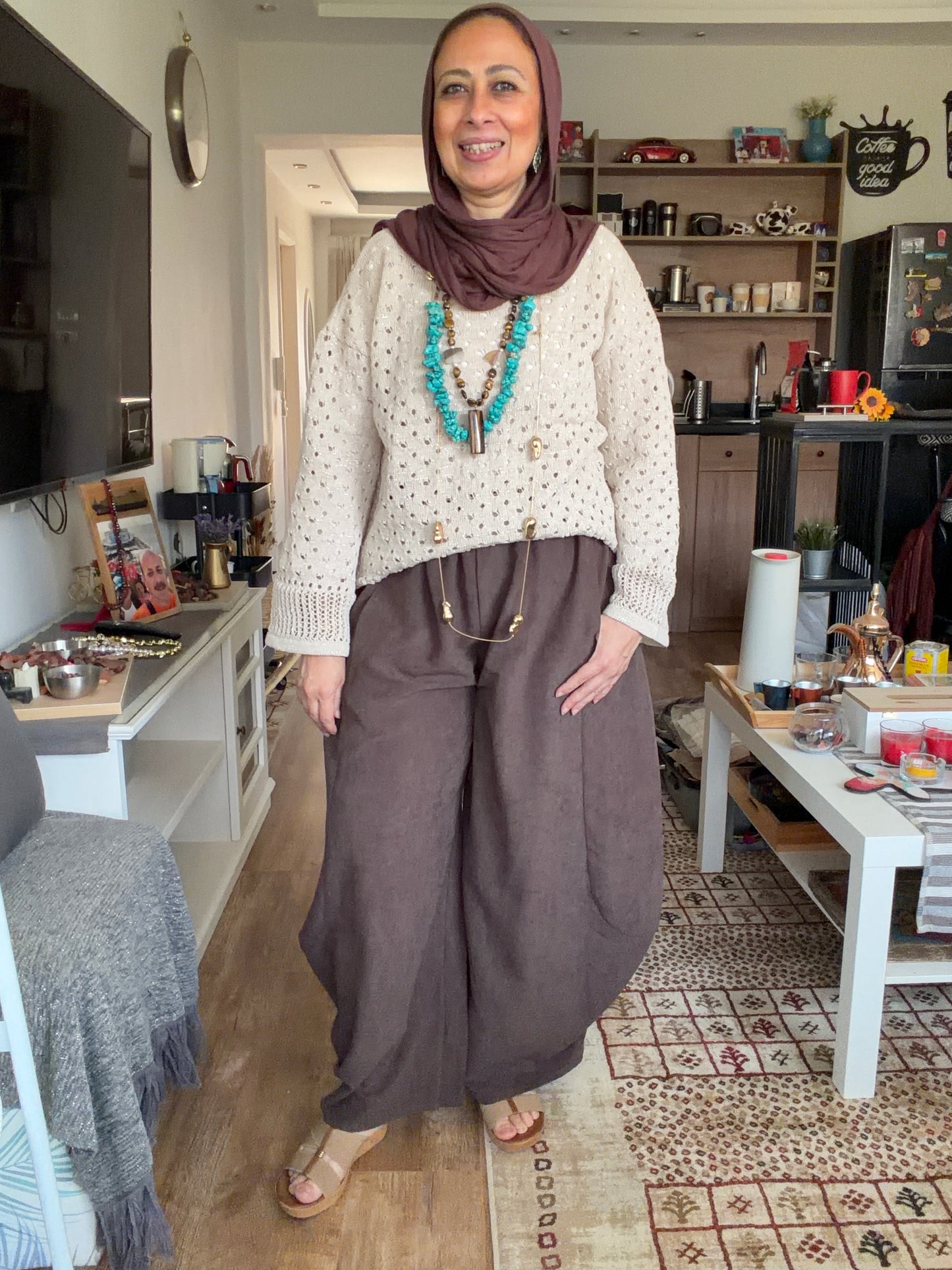 Sliver Air Knit Top in Beige