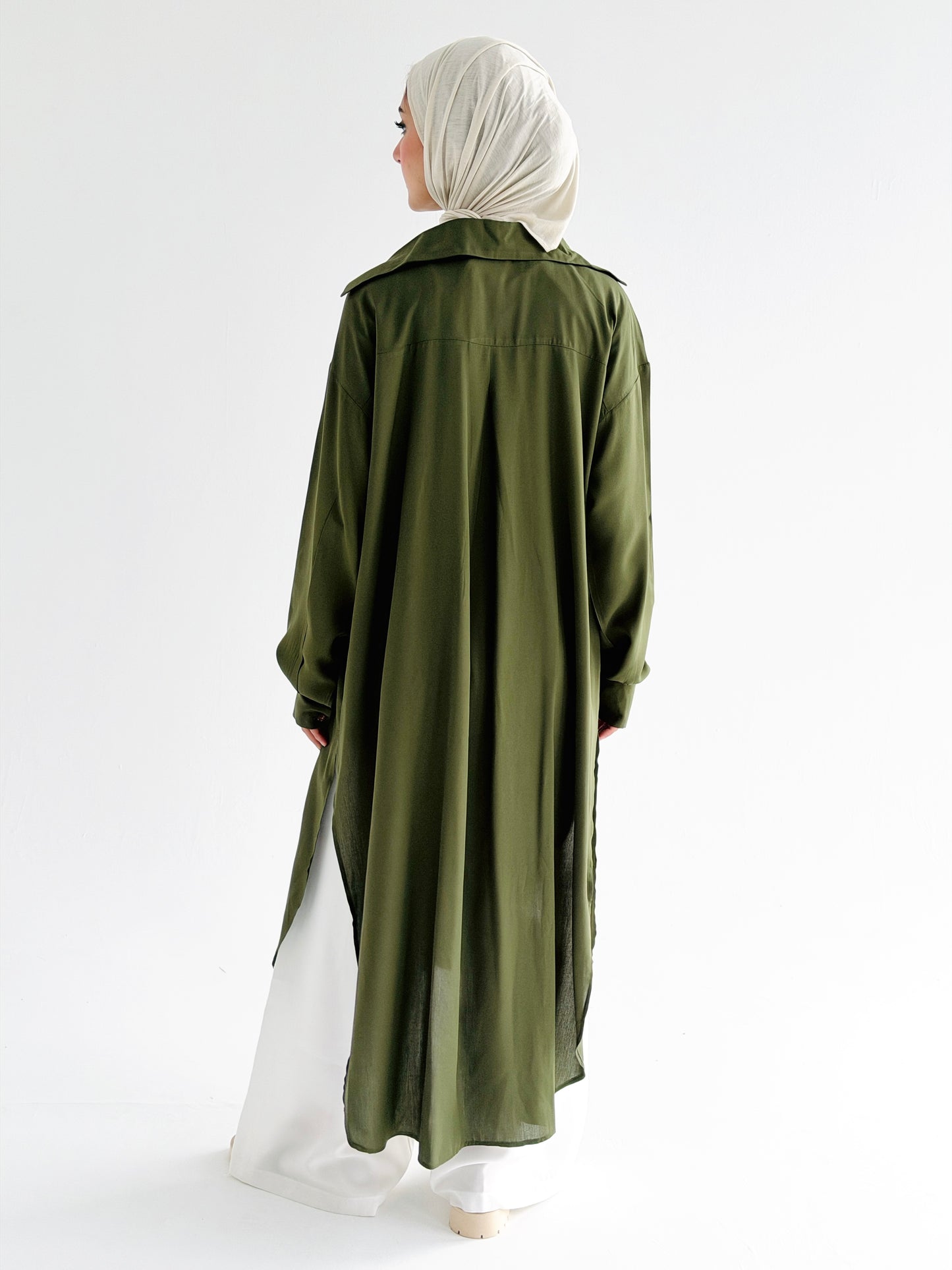 Olive Cotton shirt dress