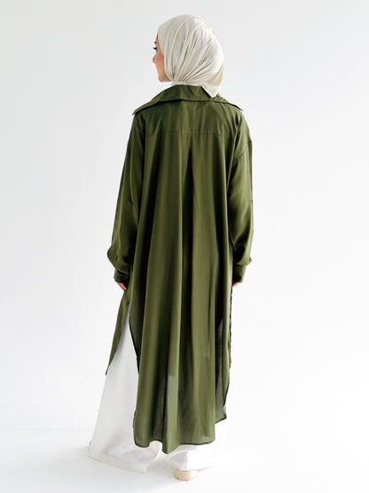 Olive Cotton shirt dress