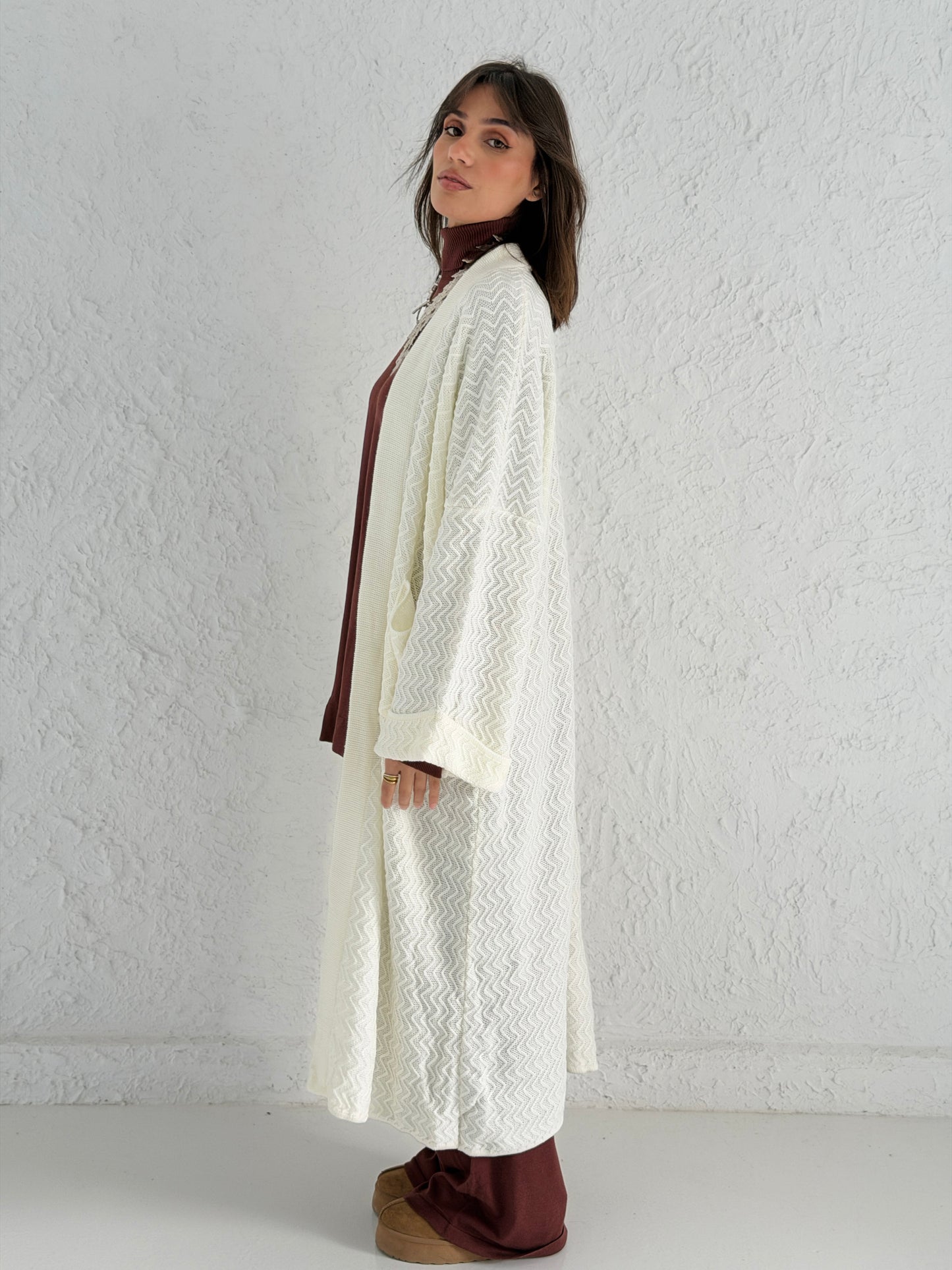 Motion Lines Coat in Off White