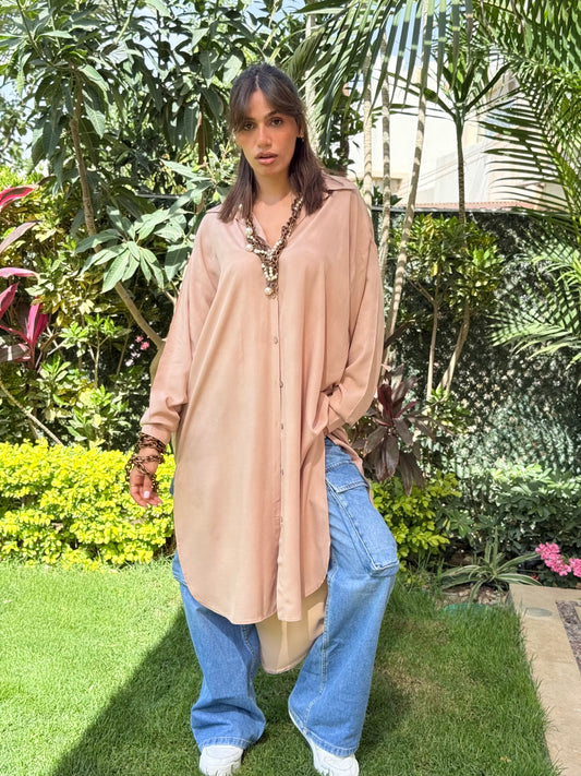 Cotton shirt dress (café)