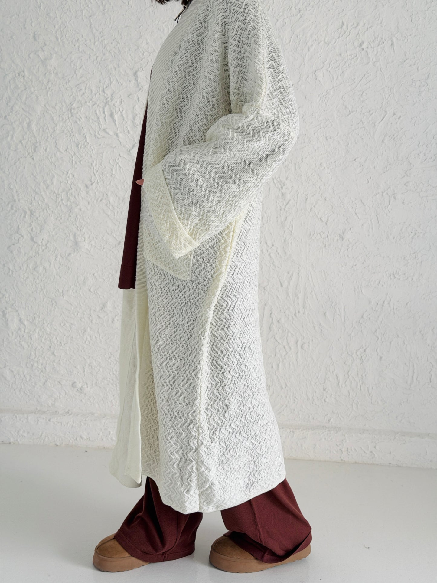 Motion Lines Coat in Off White