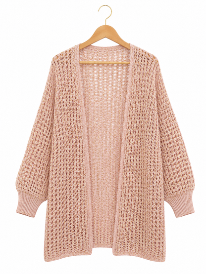 Golden Glow Crochet Kimono in pink