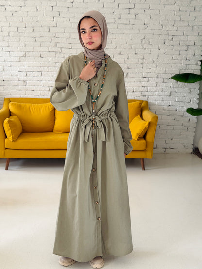 Linen dress color Olive