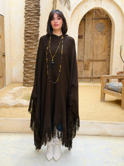 نَفَس — Nafas
Tassel Knitted Cape in brown