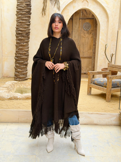 نَفَس — Nafas
Tassel Knitted Cape in brown