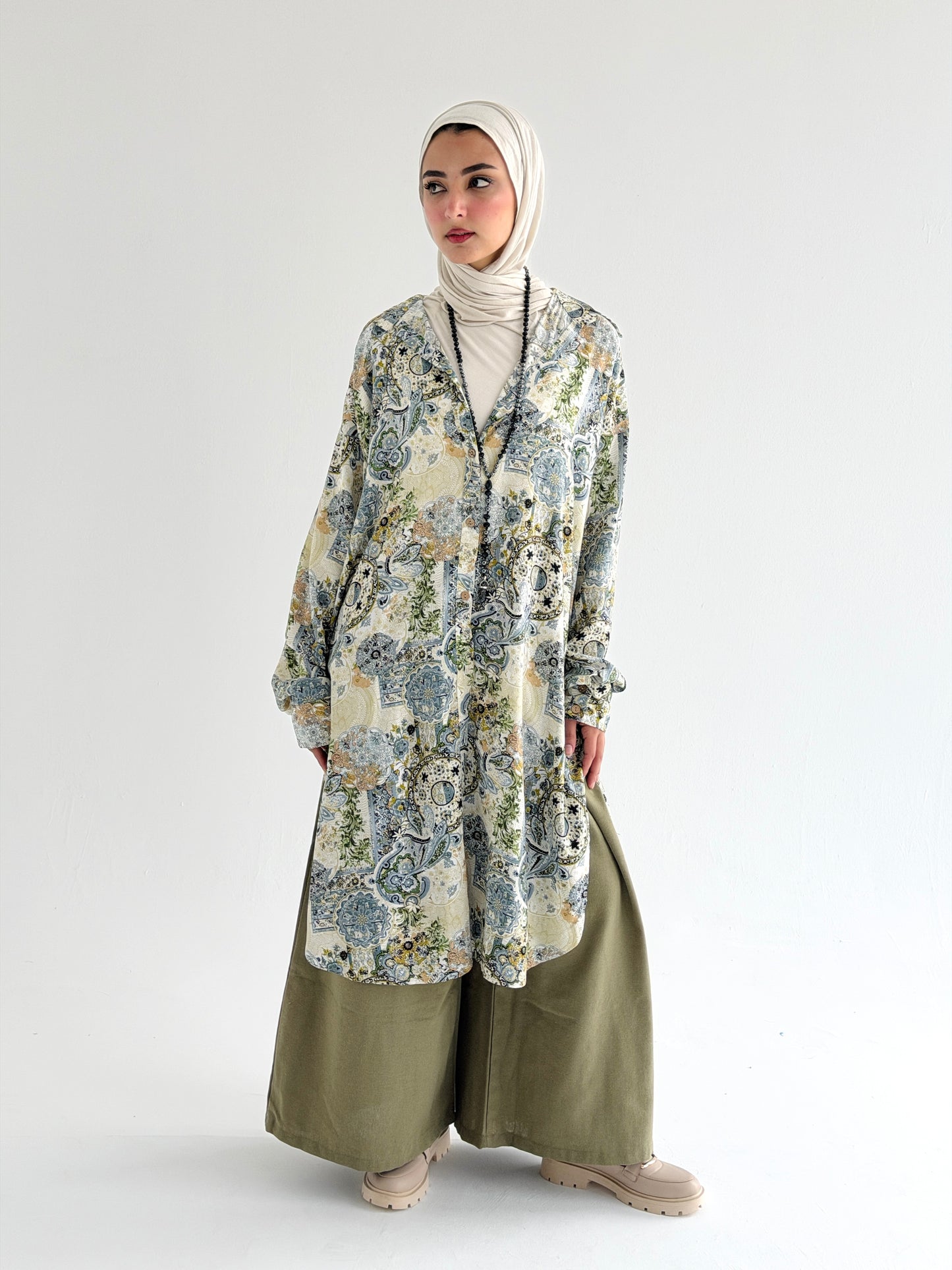 Lora Cotton Shirt Dress in Olive