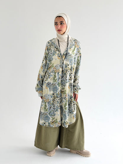 Lora Cotton Shirt Dress in Olive