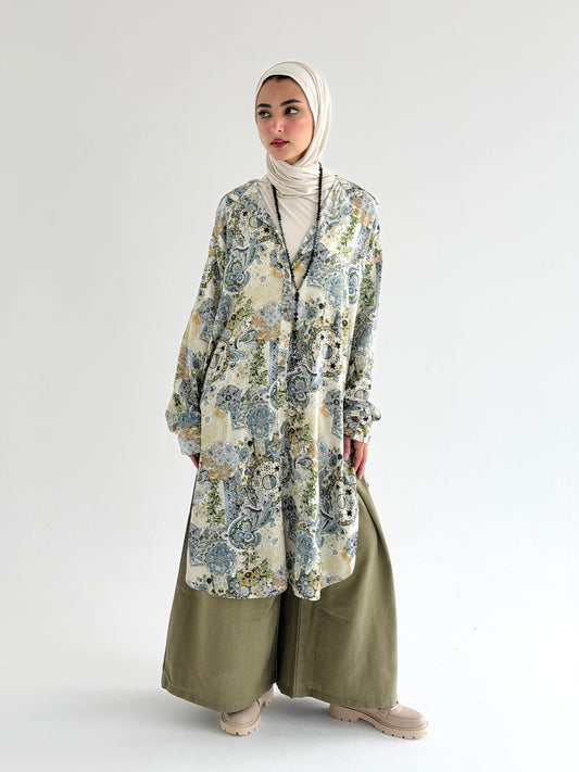 Lora Cotton Shirt Dress in Olive