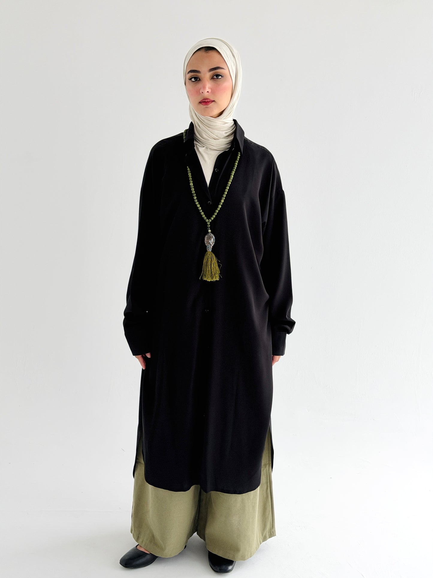 Black Cotton Shirt Dress
