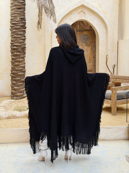 نَفَس — Nafas
Tassel Knitted Cape in black
