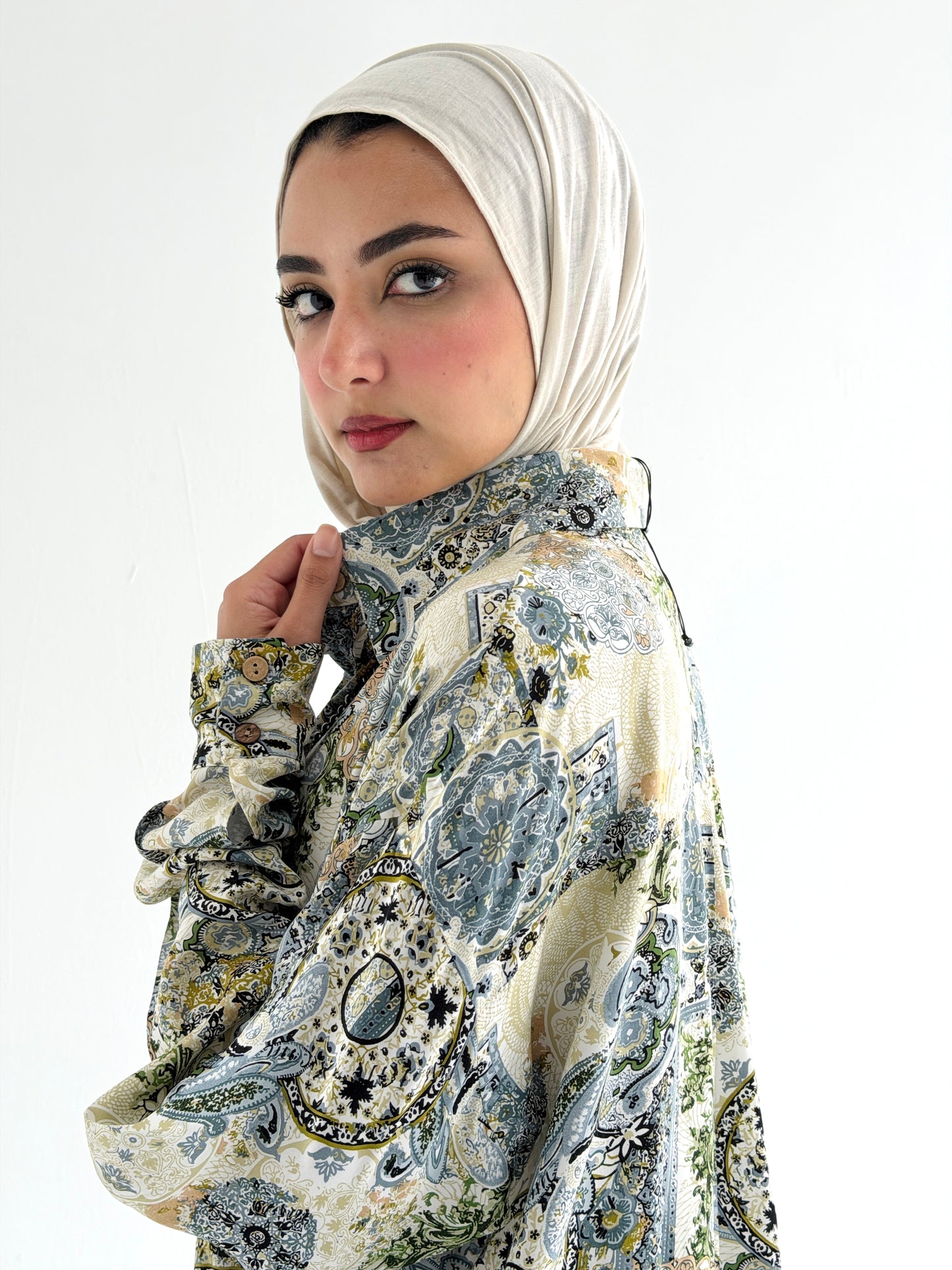 Lora Cotton Shirt Dress in Olive