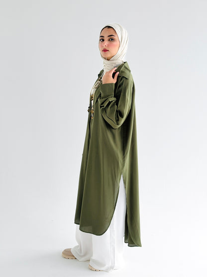 Olive Cotton shirt dress