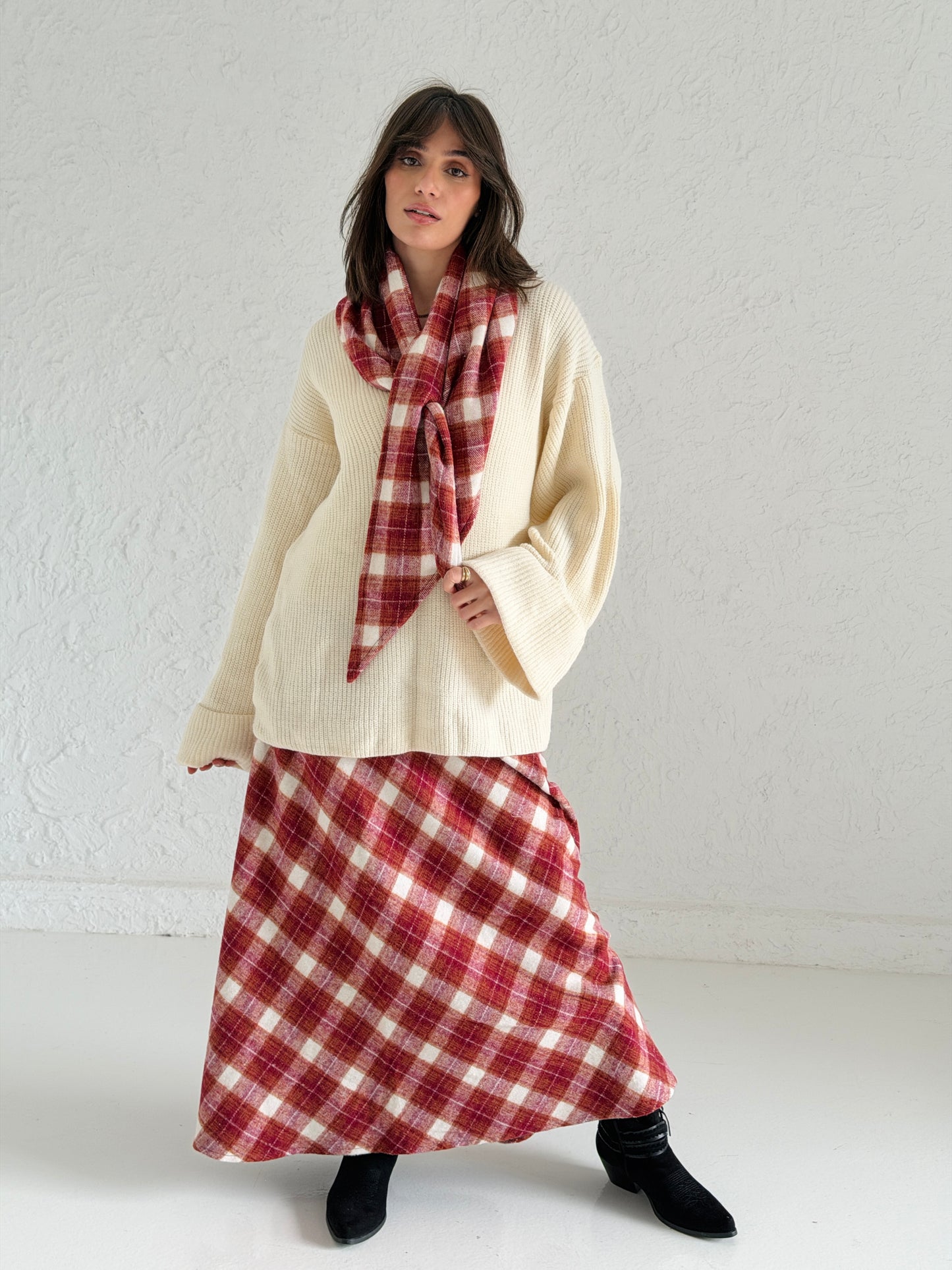 Checked Maxi skirt in Red