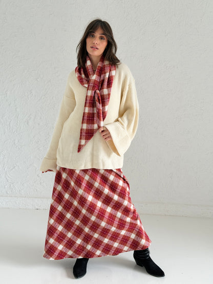 Checked Maxi skirt in Red